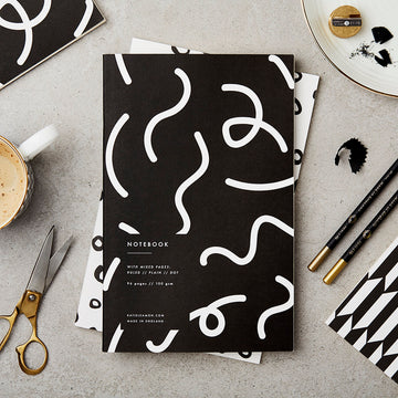 Black & White Squiggle Notebook