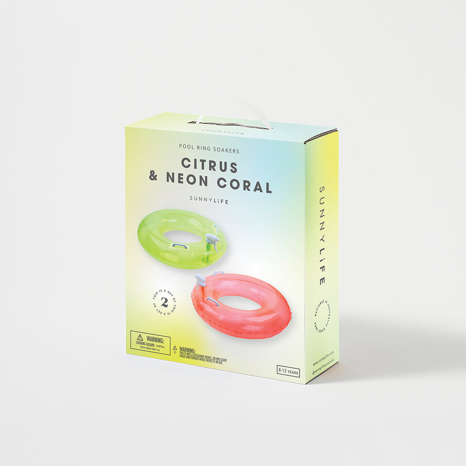 Pool Ring Soakers Citrus-Neon Coral Set of 2