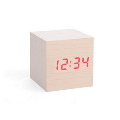 Alarm Clock Wood Cube