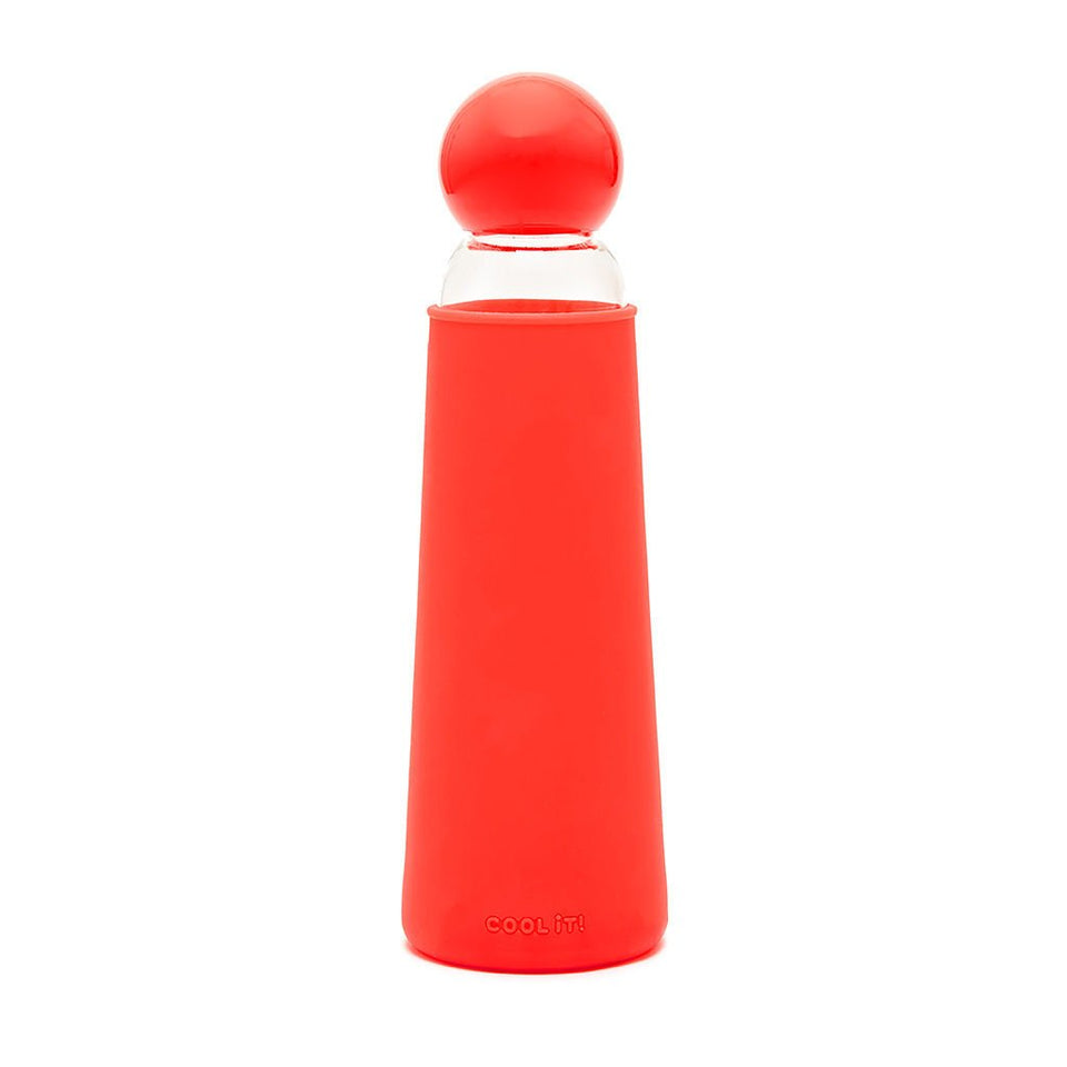 Cool It Glass Water Bottle - Red/Clear