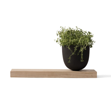 Grow Pot Black with Wooden Board